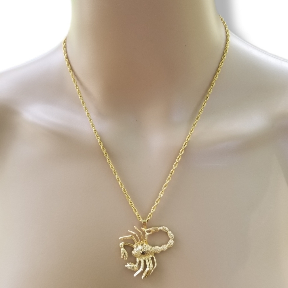 FORSTNER GOLD OVER SILVER SCORPION PENDANT & 12K GOLD FILLED CHAIN NECKLACE